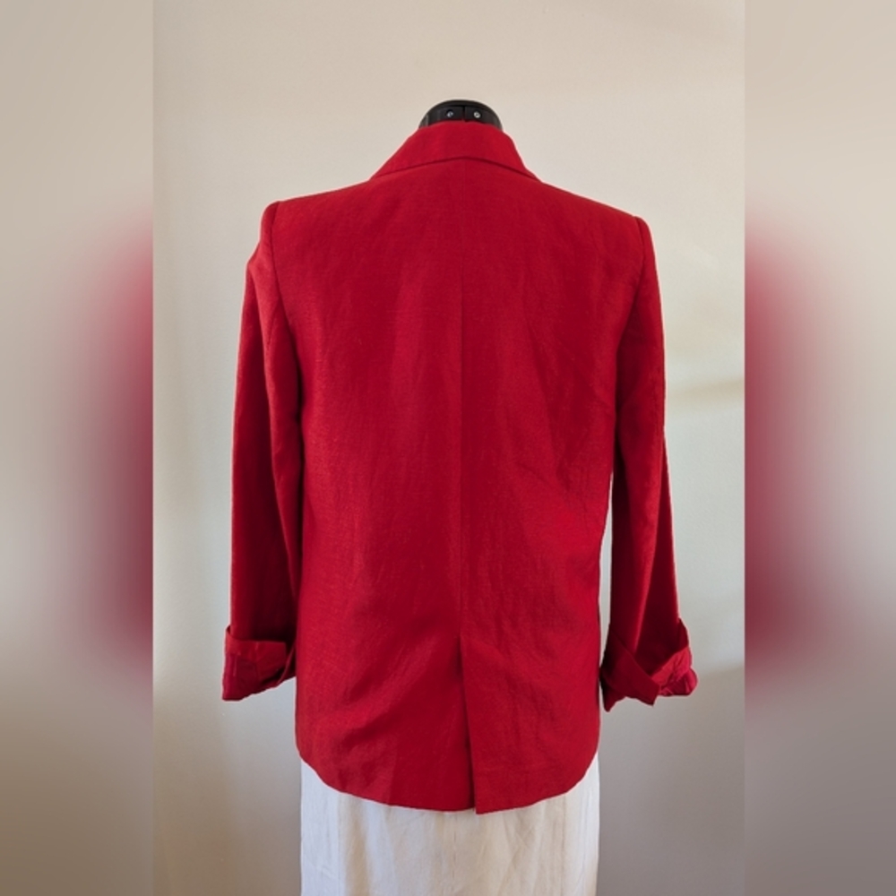Zara Basic Women's XS Oversize Red Linen Blazer - Picture 2 of 3